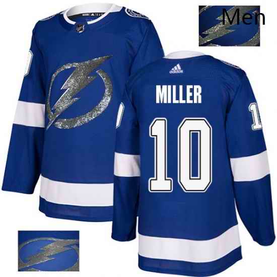 Mens Adidas Tampa Bay Lightning 10 JT Miller Authentic Royal Blue Fashion Gold NHL Jerse